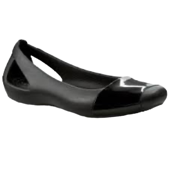 Crocs Sienna Black Shiny And Matte Finish Ballet Flats - Picture 1 of 9